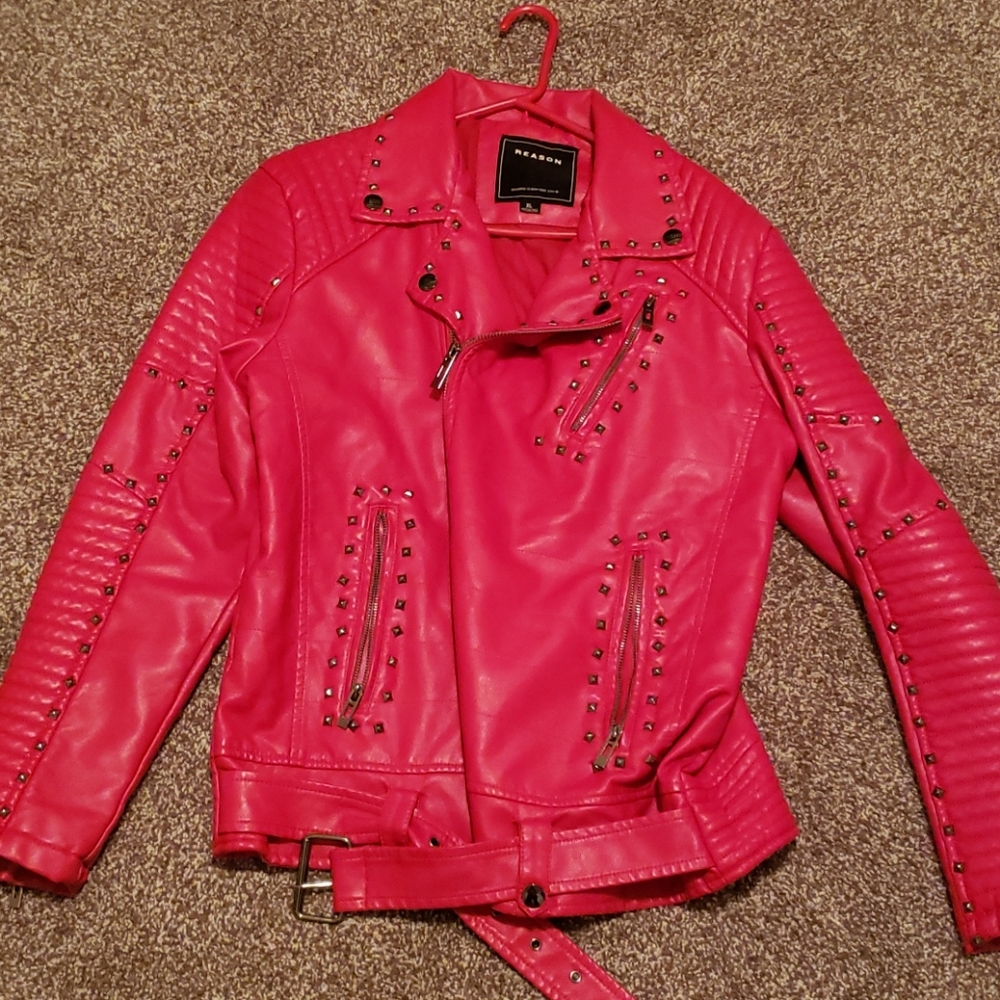 Red leather jacket